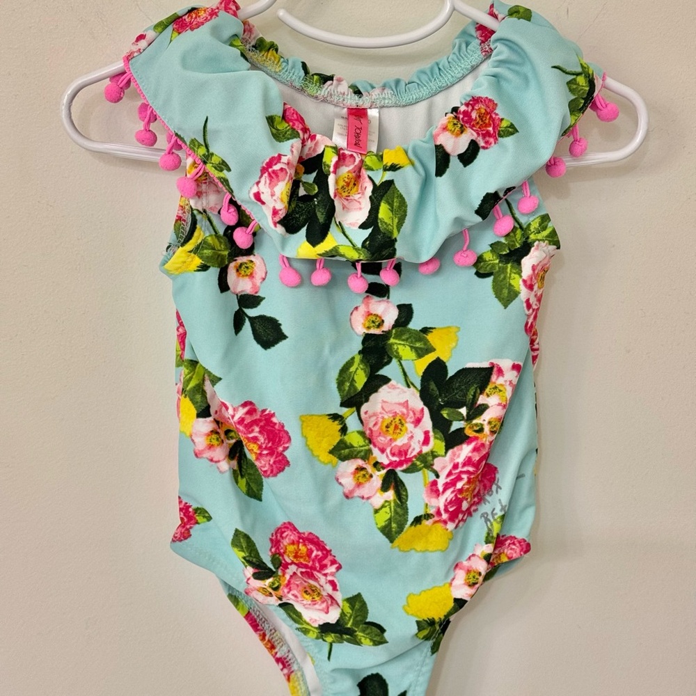 Pre-owned BETSEY JOHNSON girls size 3T multicolor Floral Swimsuit